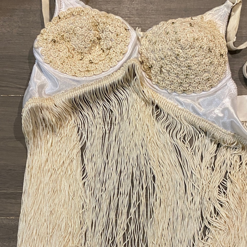 Cream Fringe Bra Top